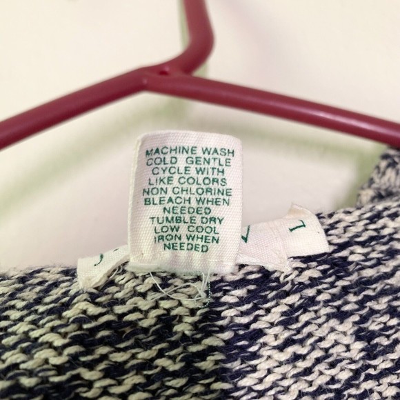 J. Crew Vtg 90s Cotton Roll Crew Neck Sweater L Navy Blue White Speckle India - Picture 4 of 7